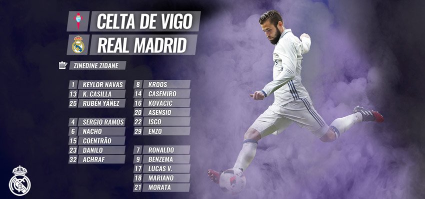 Convocatoria del partido Celta-Real Madrid