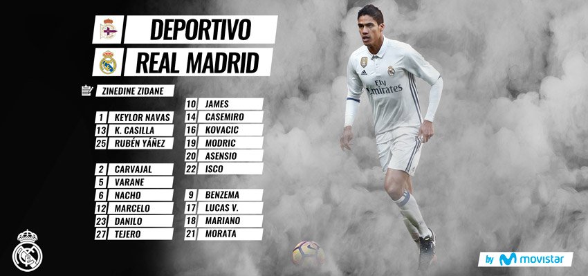 Convocatoria del partido Deportivo de la Coruña-Real Madrid