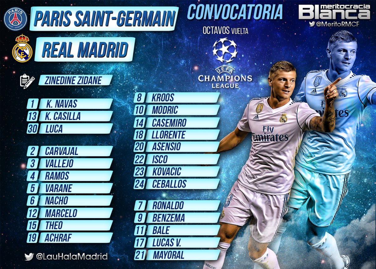 Convocatoria PSG-Real Madrid